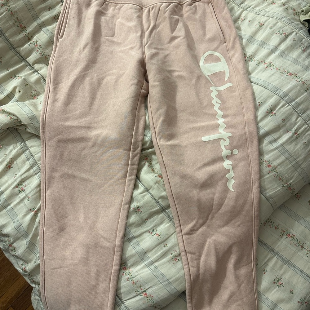 Champion Pink Sweatpants with White Logo